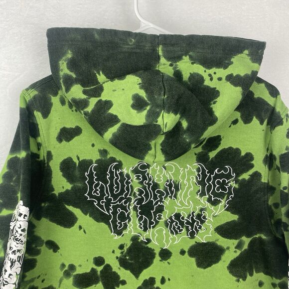 Lurking Class Skull Graphic Sweater Adult Small Green Tie Dye Hoodie Sweatshirt - Picture 4 of 11